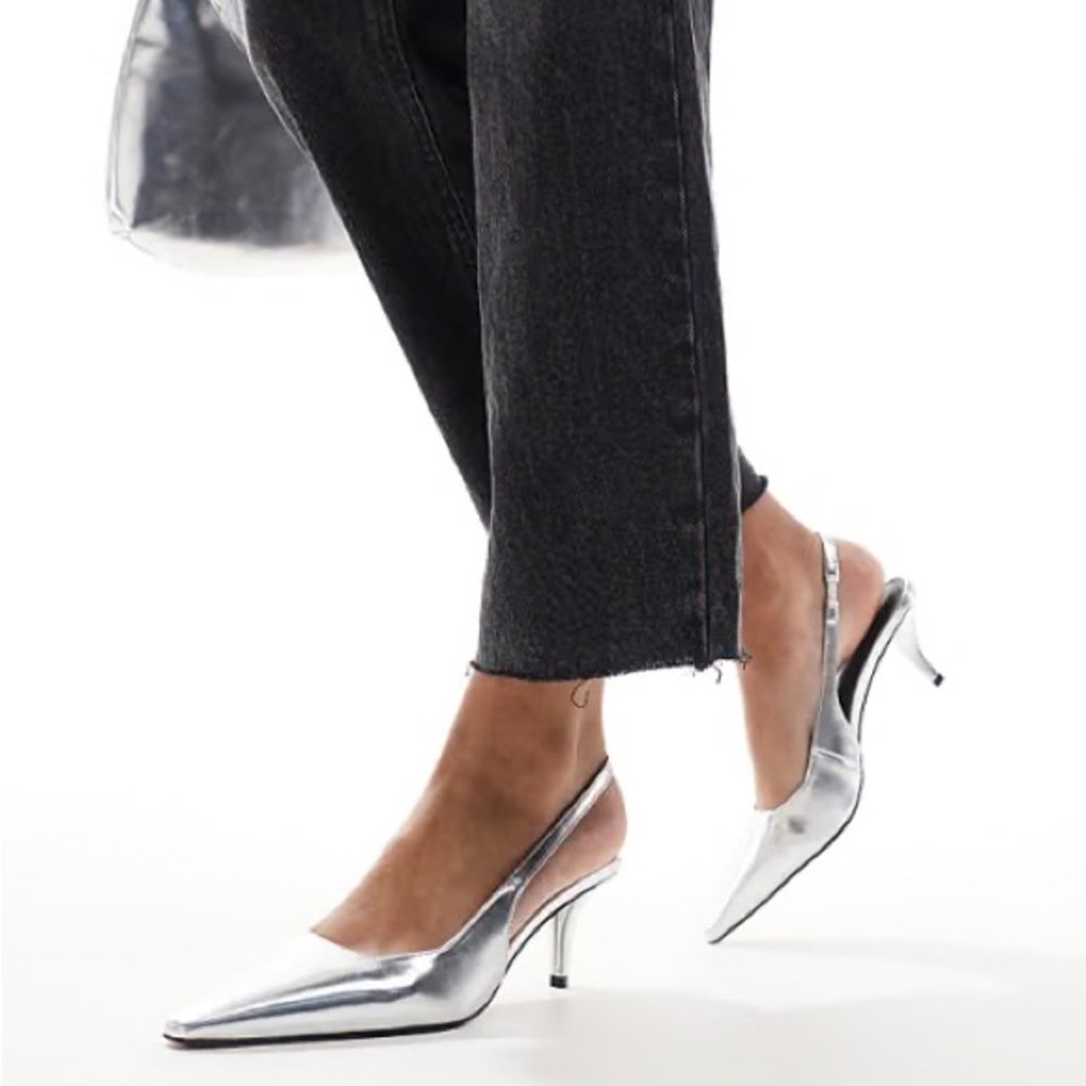 Stylish Silver Slingback Heels